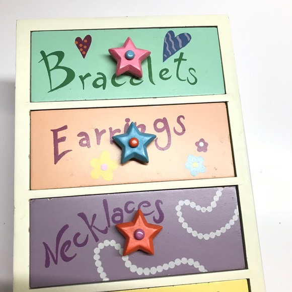 Vintage girls jewelry organizer wood multicolor - Picture 3 of 15